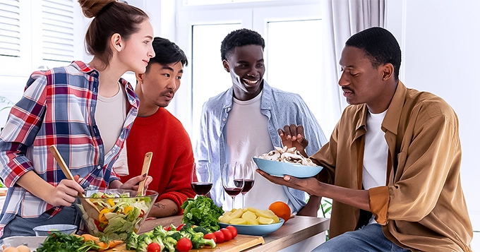 A group eating healthy food together | Trainest