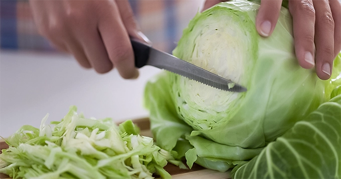 Someone slicing raw cabbage | Trainest 