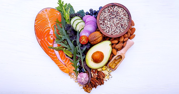 Healthy foods shaped into a heart | Trainest 