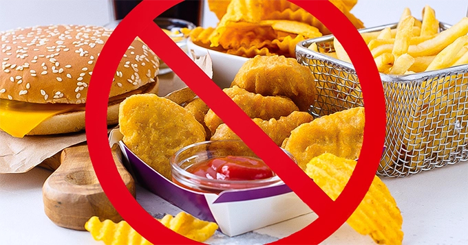 High-sodium junk foods with a "no" sign superimposed | Trainest 