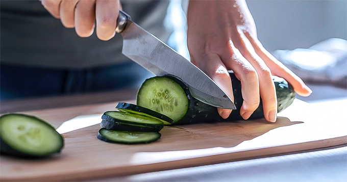 Someone slicing cucumbers | Trainest 