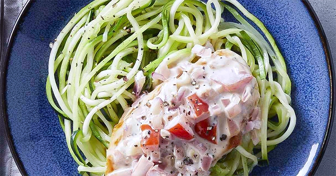 Zucchini pasta with chicken cutlets | Trainest 