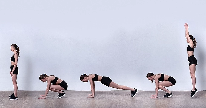 A visual step by step guide  on how to do a burpee | Trainest