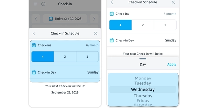 Check-in Schedule | Trainest App 