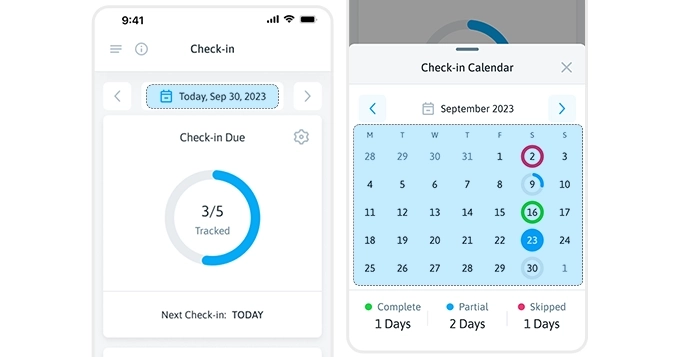 Check-in Calendar | Trainest App 