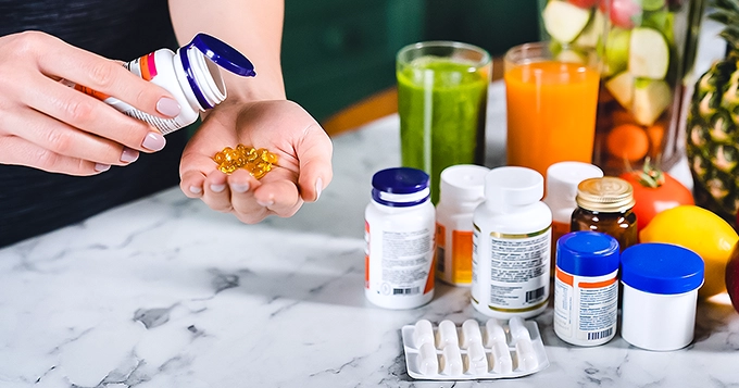 A closeup image of different types of supplements in a bottle | Trainest