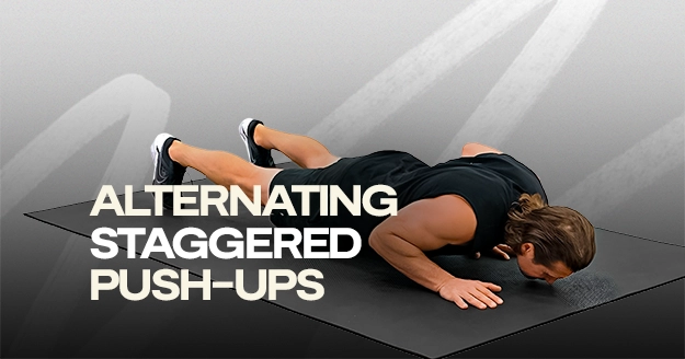 Alternating Staggered Push-ups | Trainest